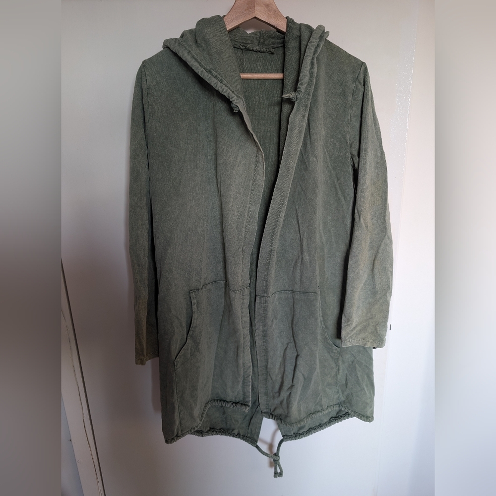 Sage Green Long Hooded Cardigan